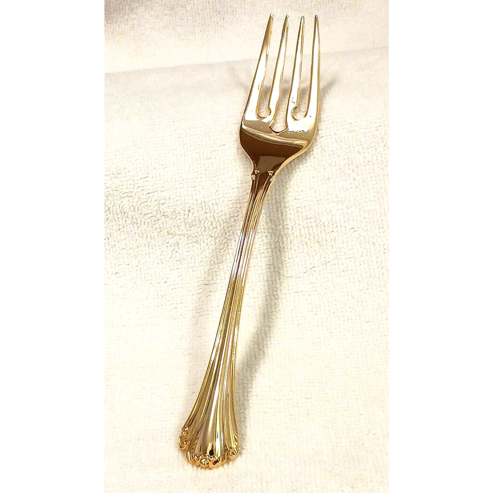 F.B. Rogers Gold DESSERT SALAD FORK Chippendale Gold Electroplate HOLIDAYS